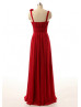 A-line Sweetheart Neckline Red Chiffon Ruched Bridesmaid Dress With Decorated Flowers